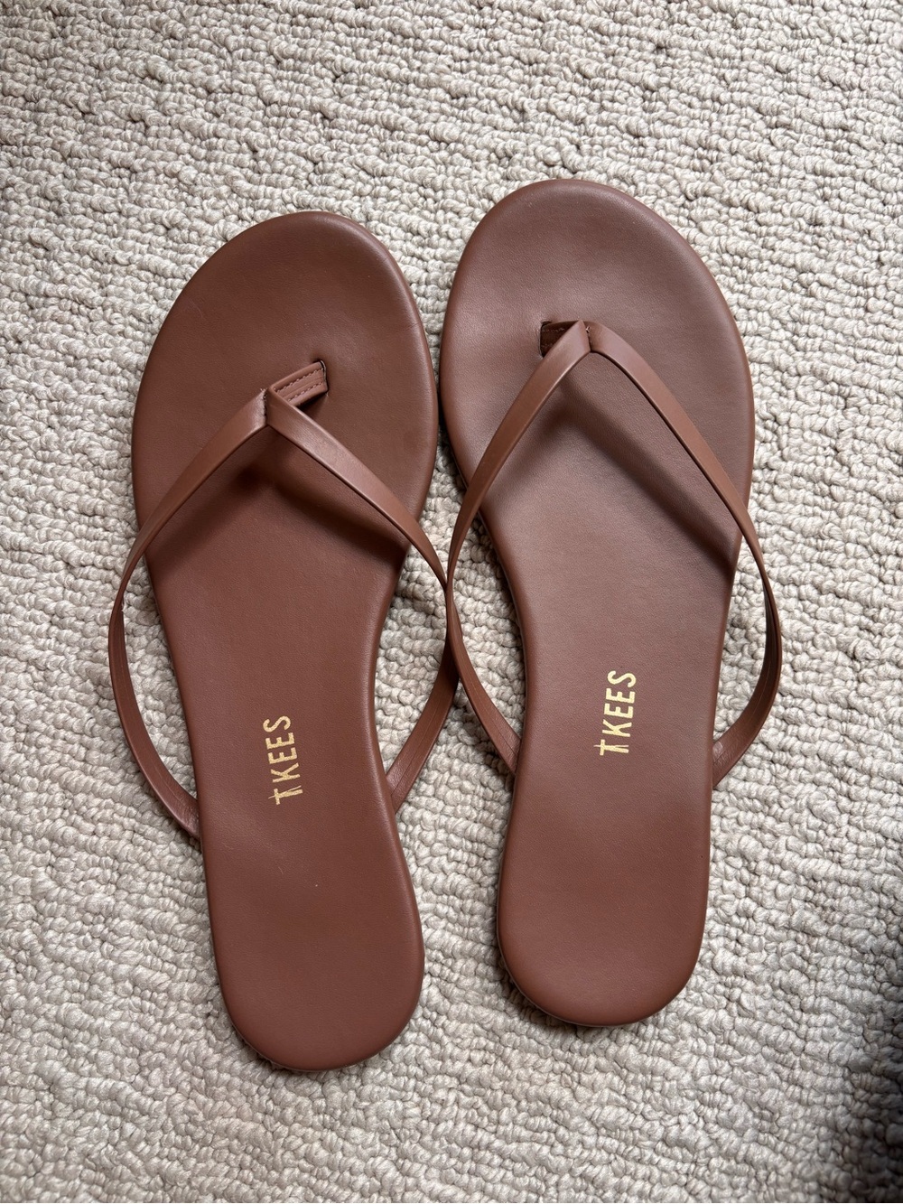 TKEES Brown Leather Flip Flop Sandals